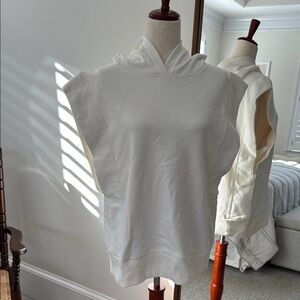 White Sleeveless Hoodie Top